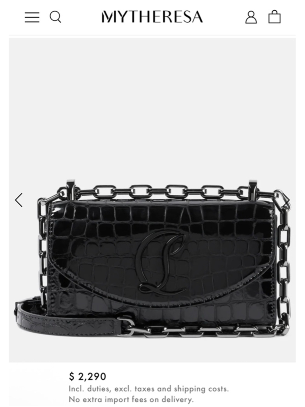 Christian Louboutin Loubi54 Black Croc-Effect Leather Crossbody Bag Luxury